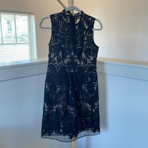 Black lace knee-length dress